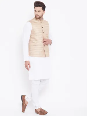 VASTRAMAY Men's Cotton Jacket Kurta Set