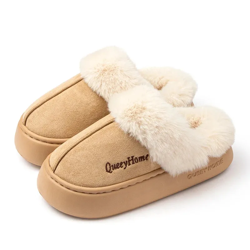 Winter Cotton Slippers | Warm Plush Indoor-Outdoor Shoes for Women & Men | Versatile Flat-Bottom Design with Anti-Slip Soles