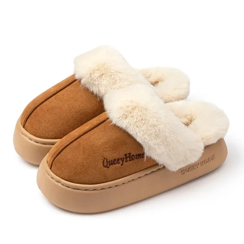 Winter Cotton Slippers | Warm Plush Indoor-Outdoor Shoes for Women & Men | Versatile Flat-Bottom Design with Anti-Slip Soles