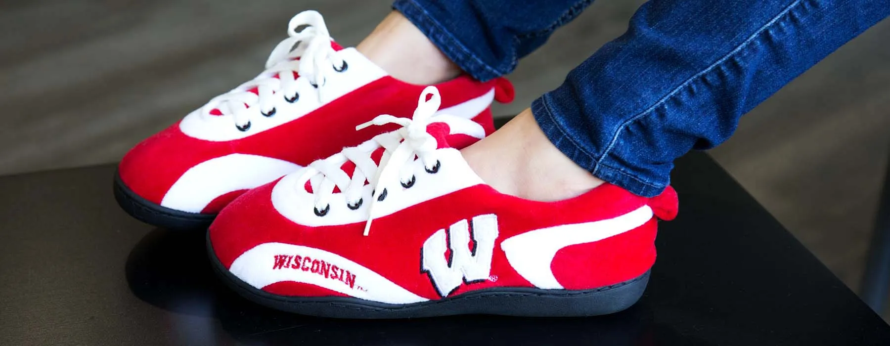 Wisconsin Badgers All Around Rubber Soled Slippers