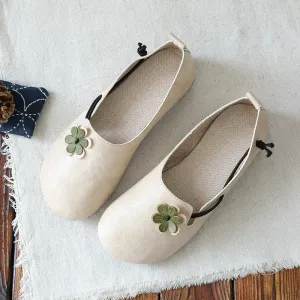 Women Retro Flowers Round Toe Comfort Flats