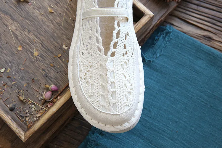 Women Retro Hollow Soft Flats Casual Shoes