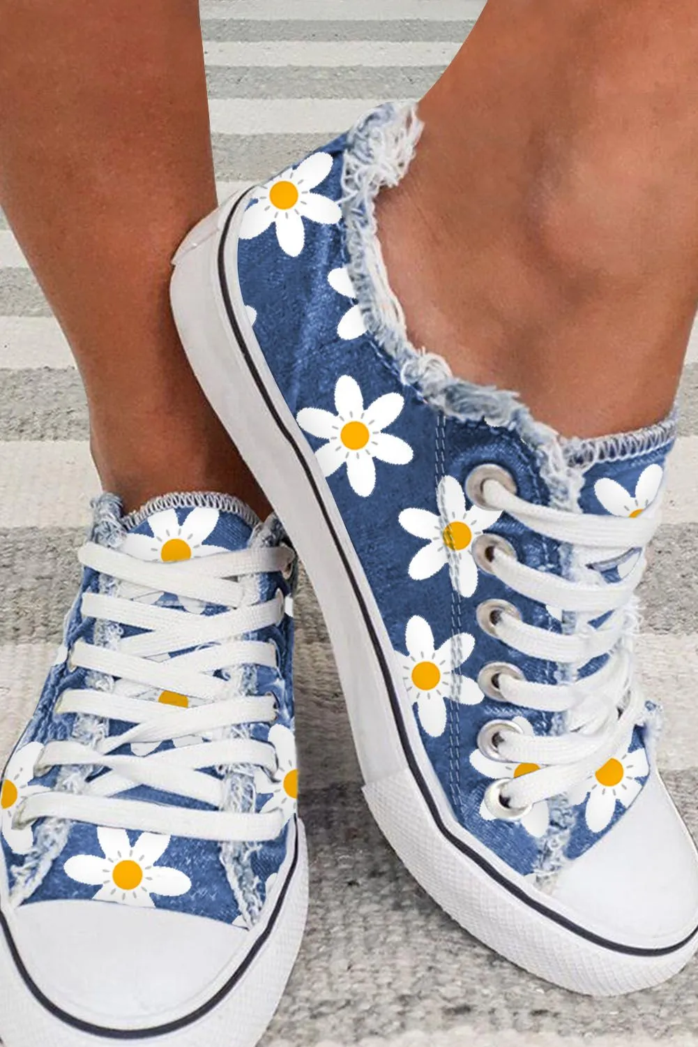 Womens Floral Print Canvas Sneakers Low Top Walking Shoes